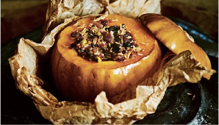 thanksgiving potluck recipe - stuffed pumpkin