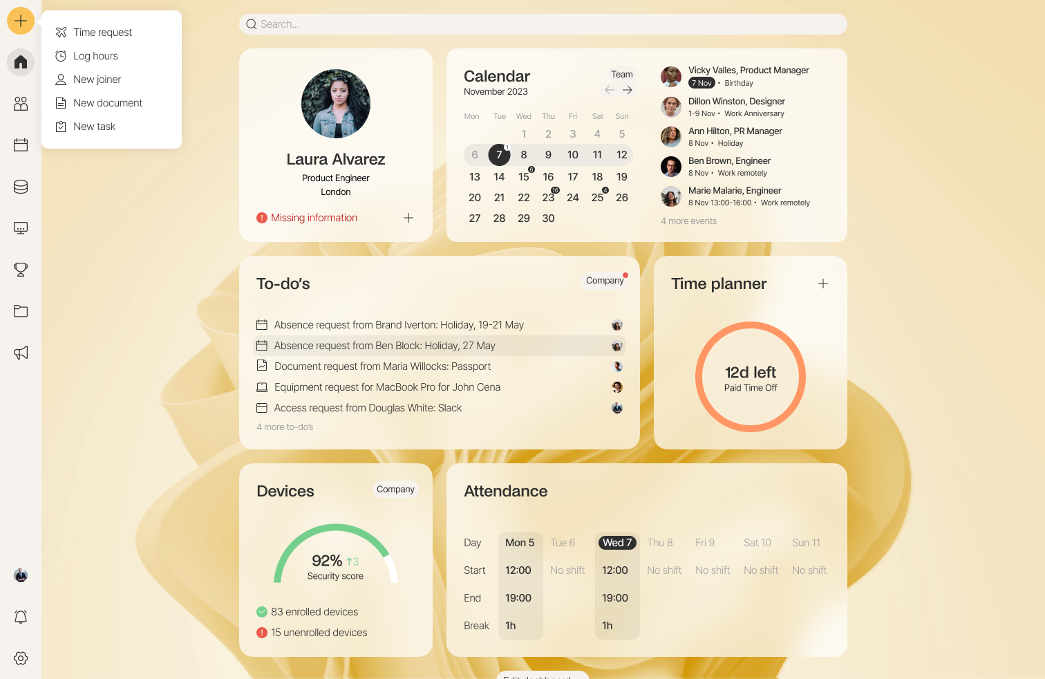 Zelt HR Software dashboard