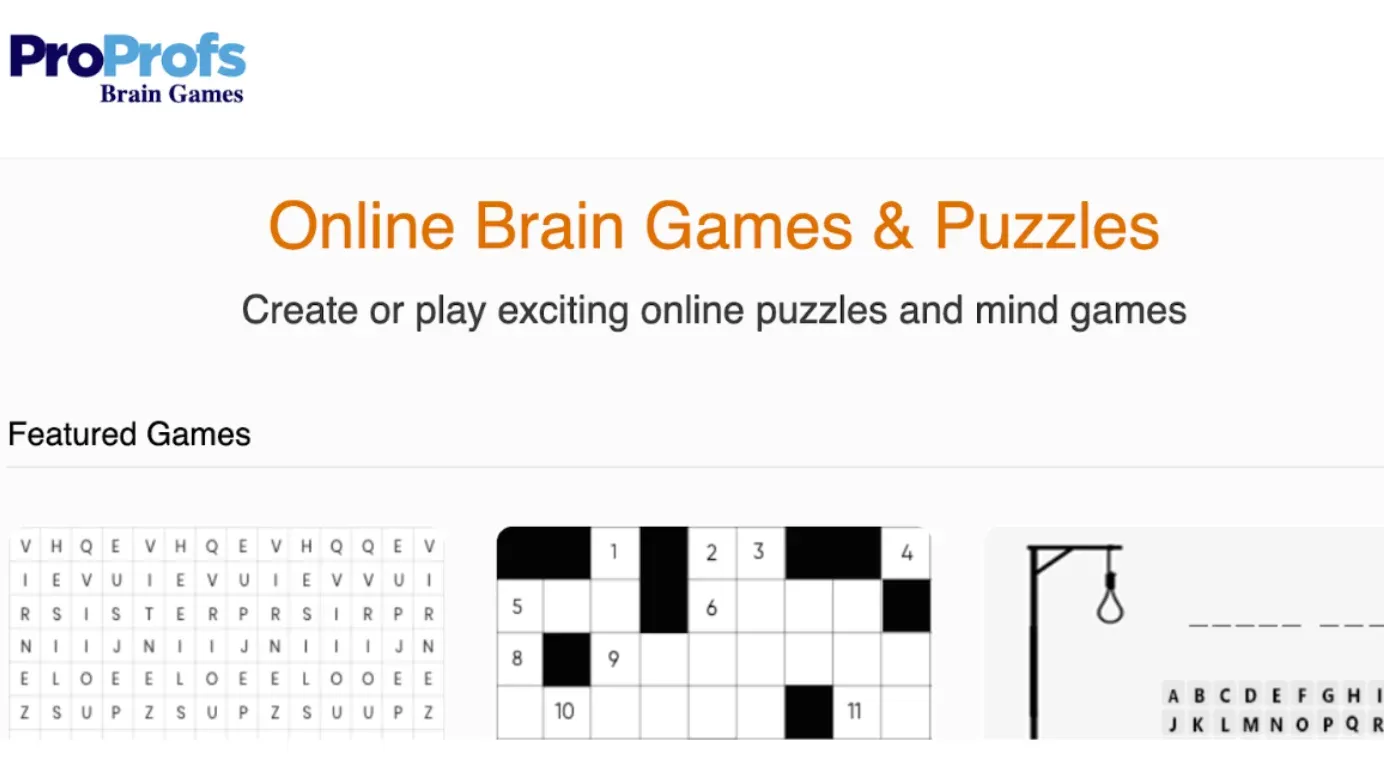 Create or Play Brain Games & Online Puzzles: ProProfs