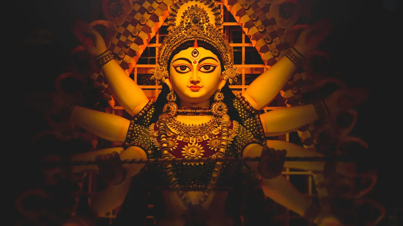 Amazon.com: Vedic Vaani Goddess Maa Durga Sherawali Maa Ambe Mata Polyresin  Statue/Idol In Gold Polish & Navratri Traditional Indian Fragrance  Agarbatti Incense Stick For Puja, Temple, Good Luck Gift & Home Décor :
