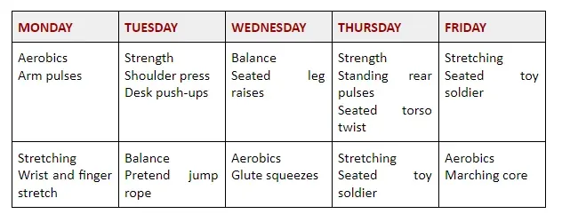 Plan semanal de ejercicios en tu escritorio