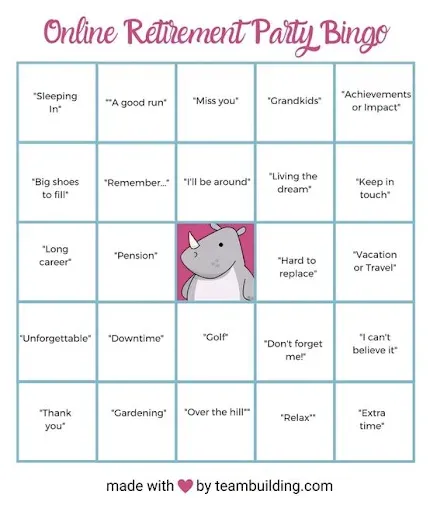 Virtual farewell bingo