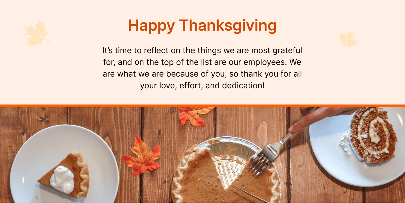vœux de Thanksgiving pour les employés