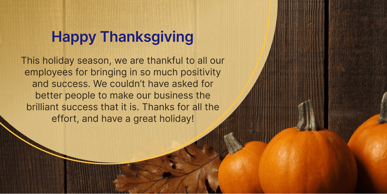 vœux de Thanksgiving pour les employés